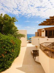 Dyarna Hotel Garden Pathway and Beachfront – Dahab Egypt