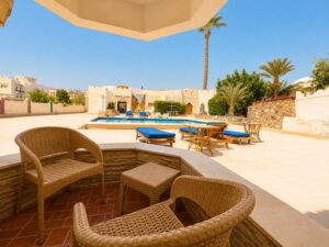 Double Room Back View – Kids Pool and Terrace View – Dyarna Hotel Dahab